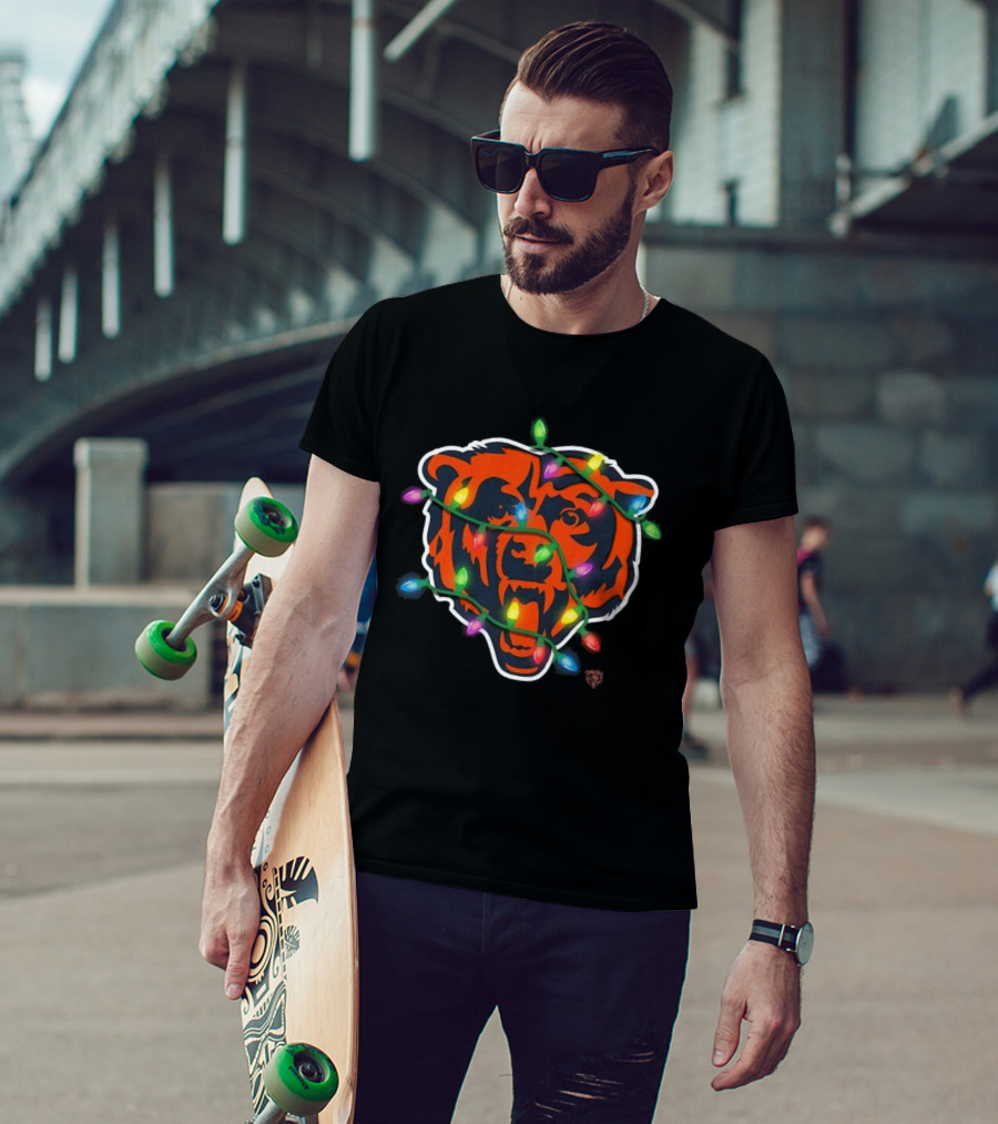 Chicago Bears Festive Holiday Lights T-Shirt