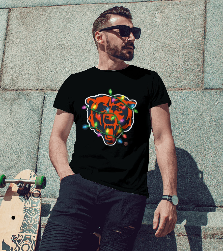 Chicago Bears Festive Holiday Lights T-Shirt