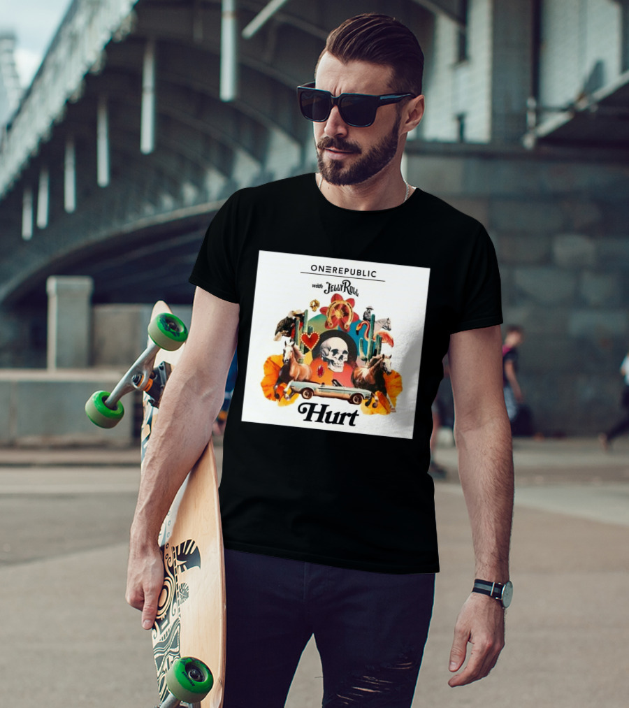ONEREPUBLIC With JELLY ROLL Hurt Retro Collage Of Horses And Cactus T-Shirt