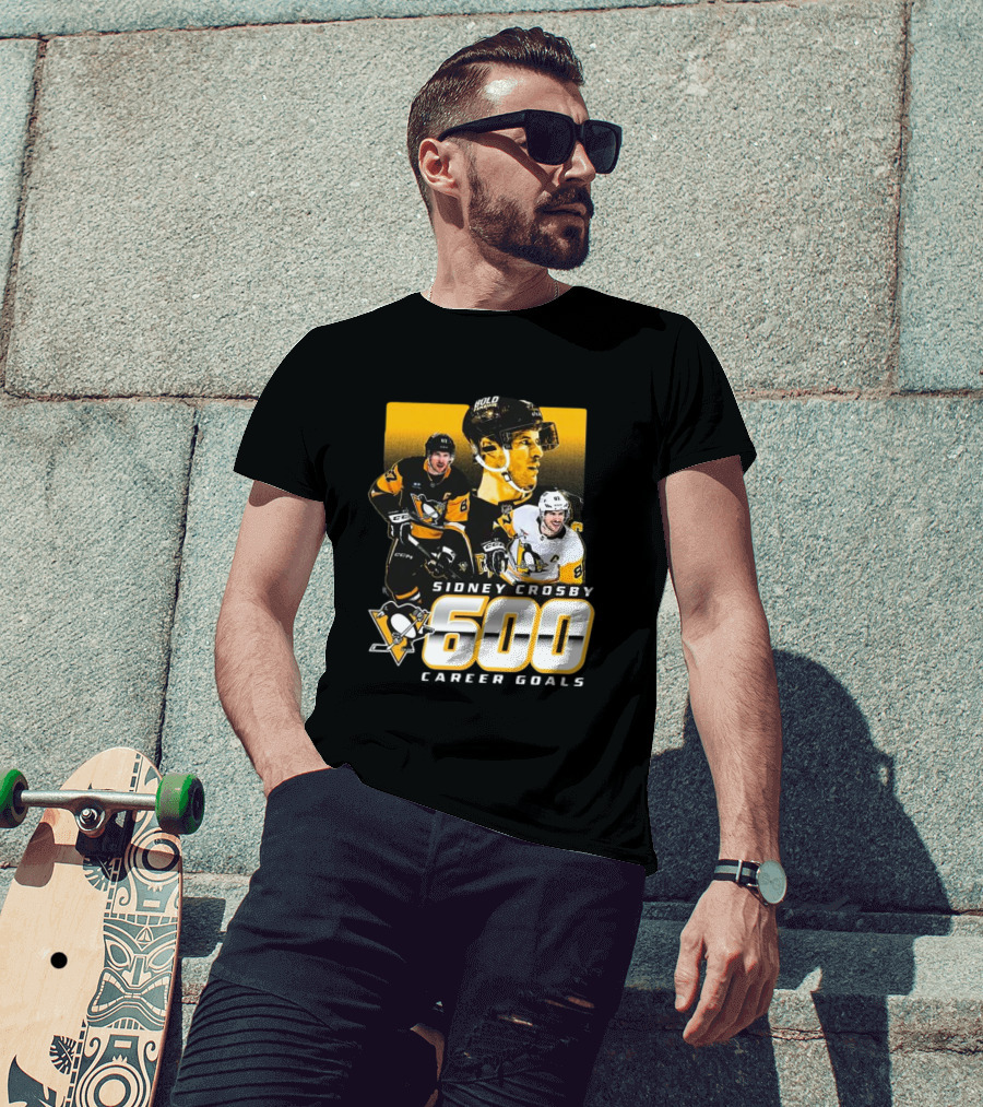 Sidney Crosby Pittsburgh Penguins 600 Career Goals NHL Achievement T-Shirt