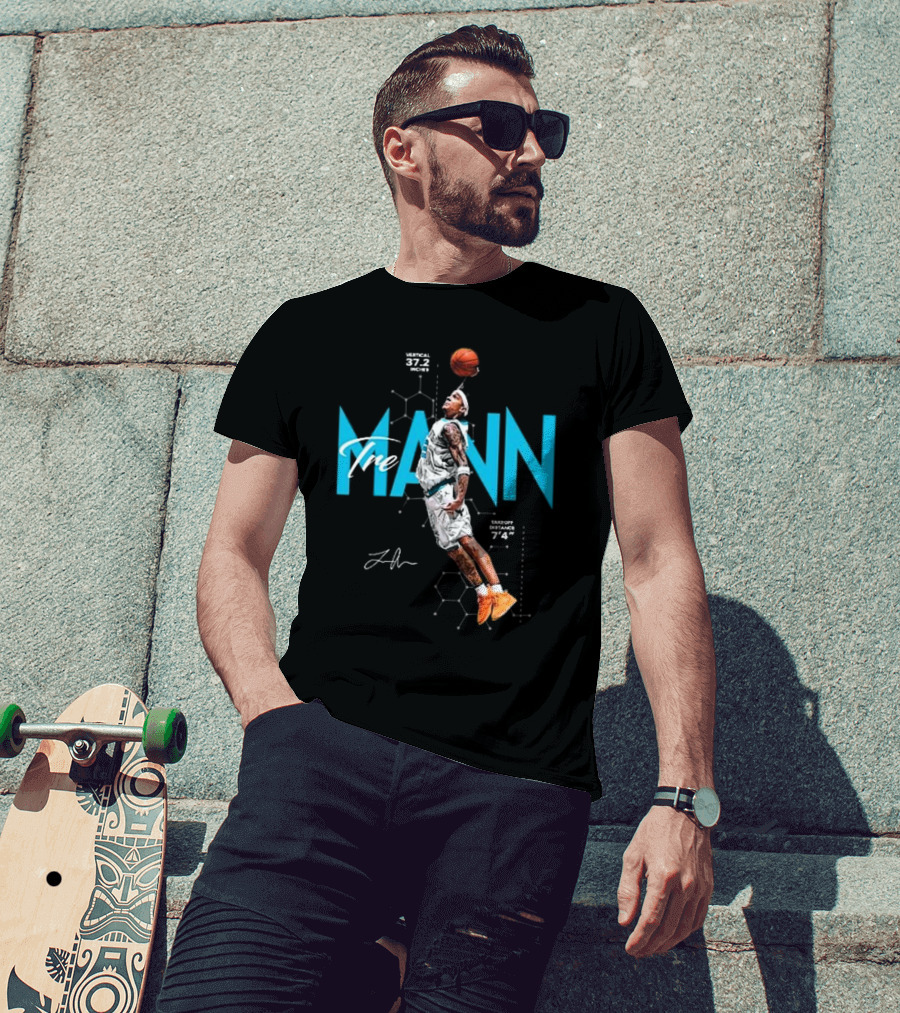 Tre Mann Vertical Jump Basketball Dunk 37.2 Inches Charlotte Hornets T-Shirt