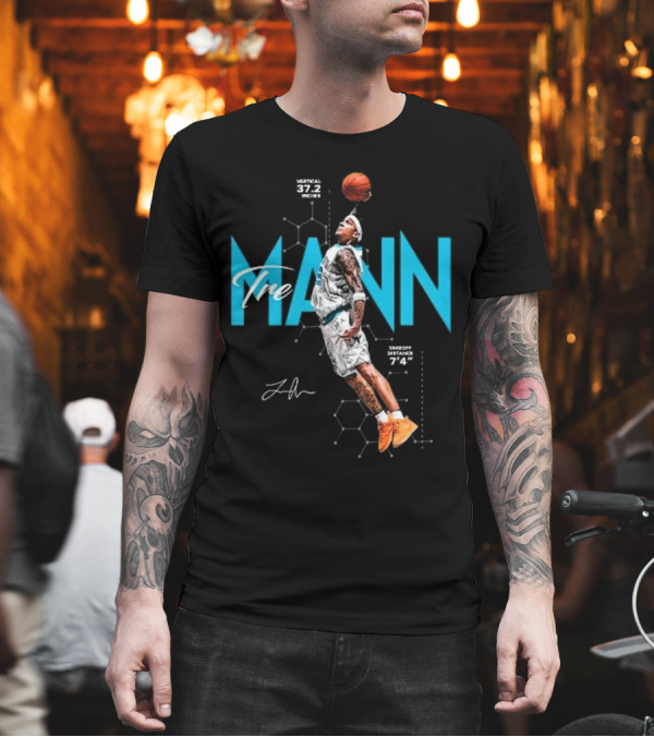 Tre Mann Vertical Jump Basketball Dunk 37.2 Inches Charlotte Hornets T-Shirt Tre Mann Vertical Jump Basketball Dunk 37.2 Inches Charlotte Hornets T-Shirt
