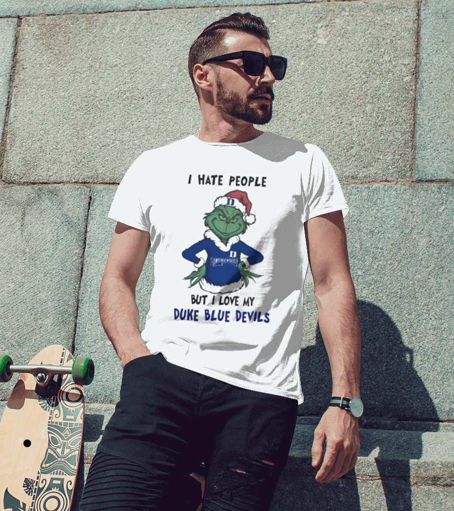 I Hate People Grinch Loves Duke Blue Devils Merry Christmas T-Shirt