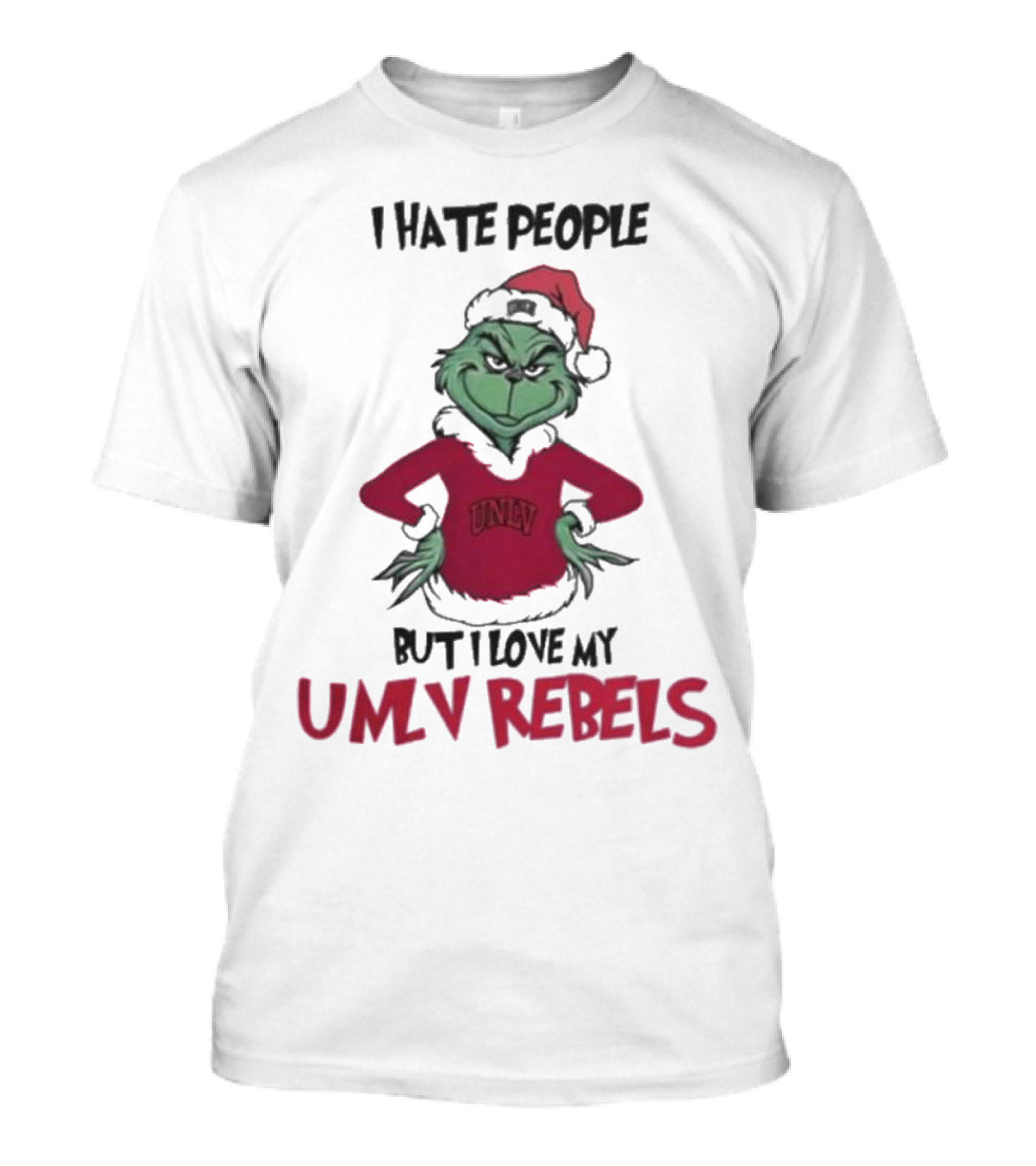 I Hate People But I Love My UNLV Rebels Grinch Christmas Fan T-Shirt