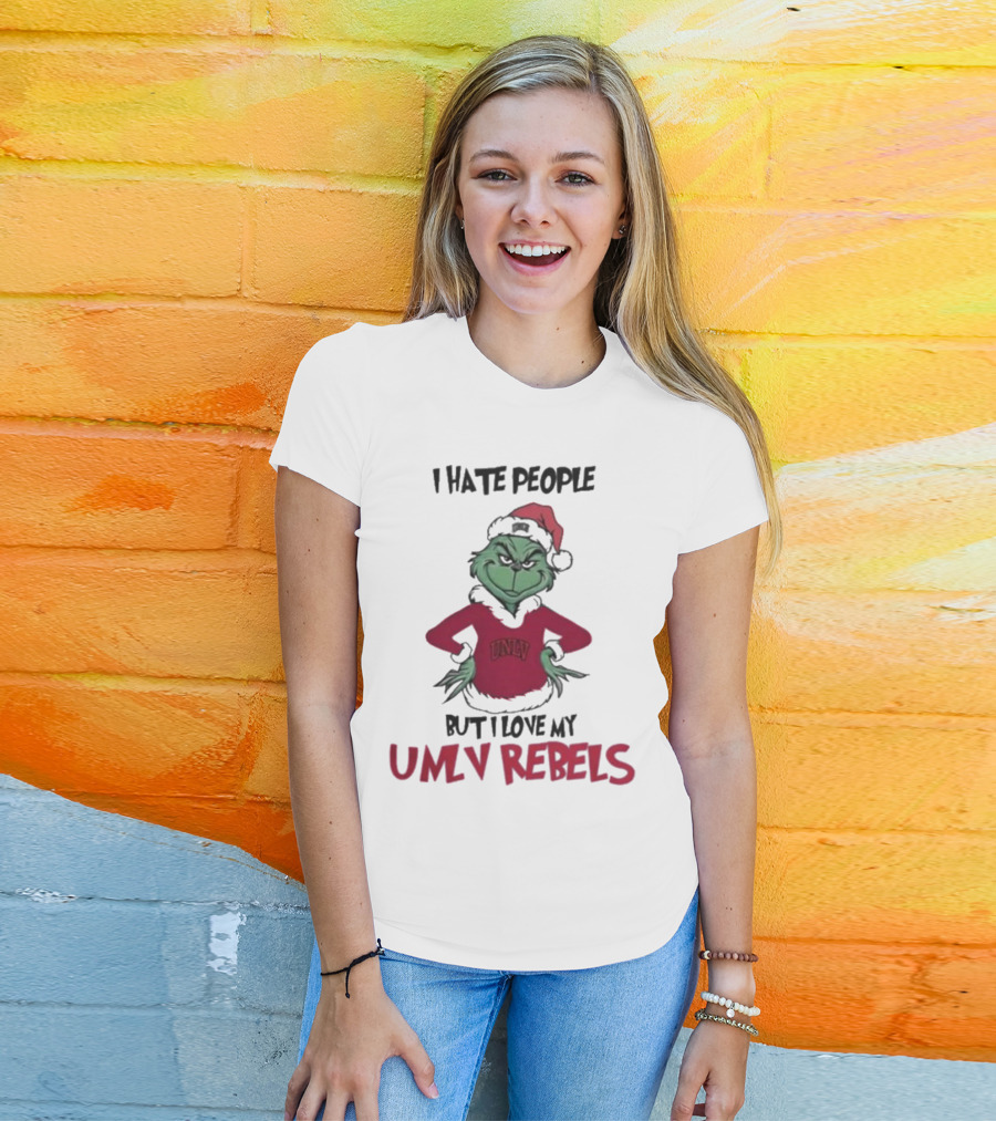 I Hate People But I Love My UNLV Rebels Grinch Christmas Fan T-Shirt