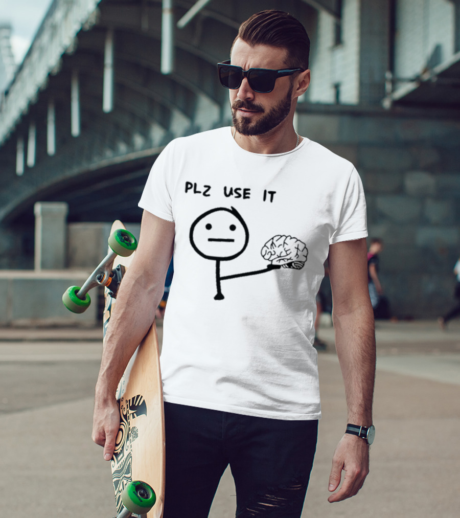 N’wa Maringa Plz Use It Brain Stick Figure Holding Brain T-Shirt