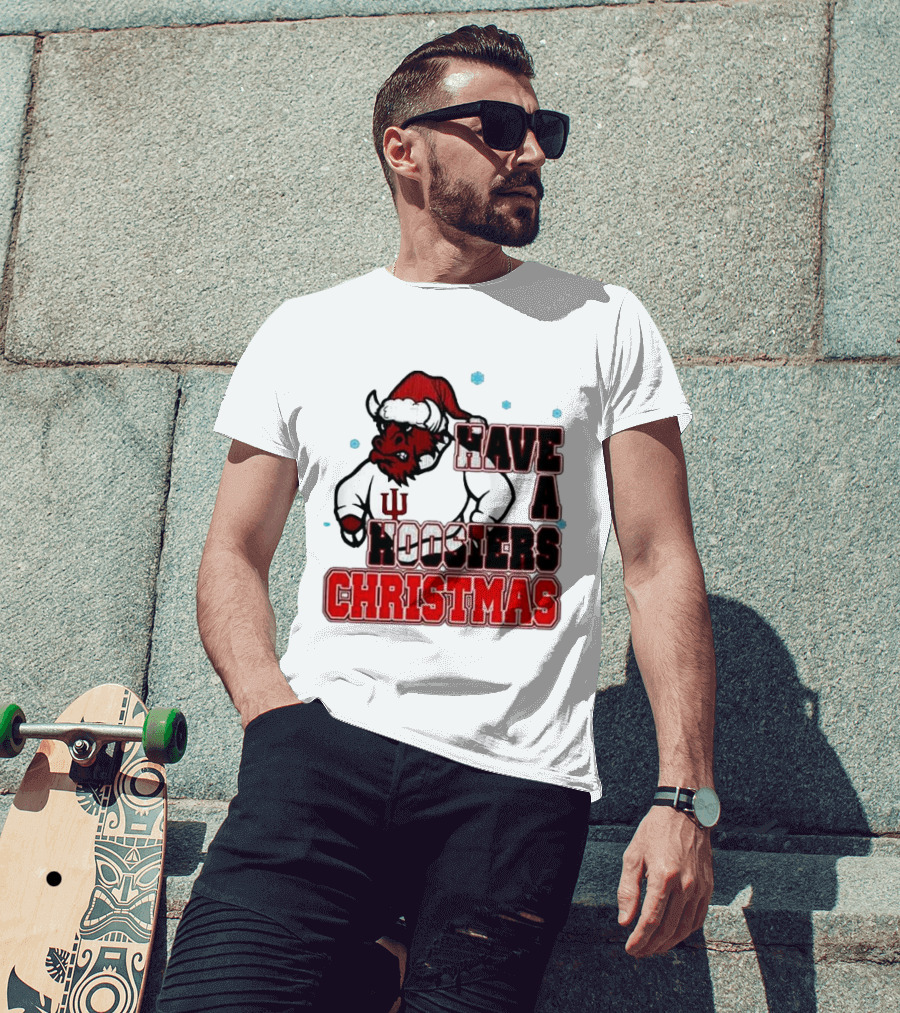 Have A Hoosiers Christmas Indiana Hoosiers Santa Mascot T-Shirt