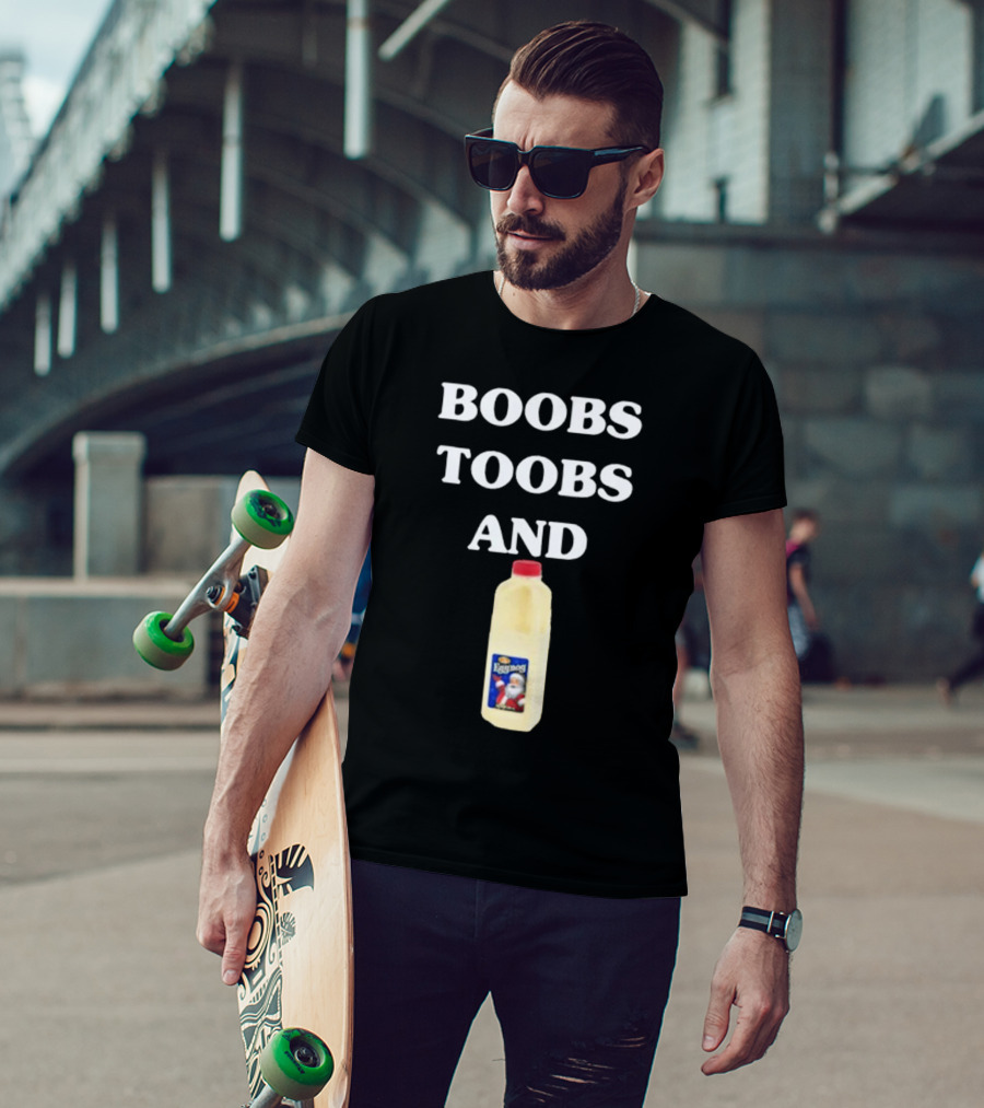 Boobs Toobs And Eggnog Santa Christmas T-Shirt