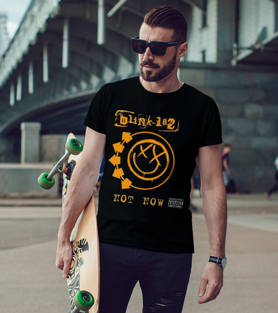 Blink-182 Not Now Greatest Hits Album Parental Advisory Smiley T-Shirt