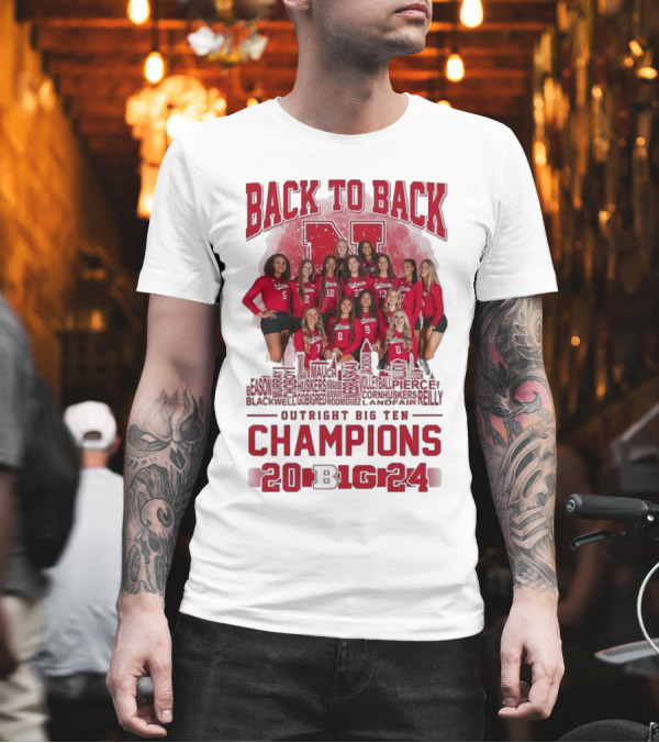 Back To Back Nebraska Cornhuskers Volleyball Outright Big Ten Champions 2024 Skyline Team Names T-Shirt Back To Back Nebraska Cornhuskers Volleyball Outright Big Ten Champions 2024 Skyline Team Names T-Shirt