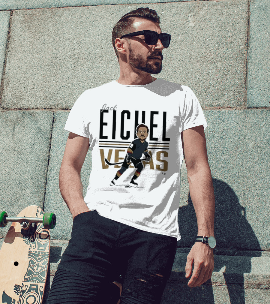 Jack Eichel Vegas Hockey Caricature Eichel Center Ice T-Shirt