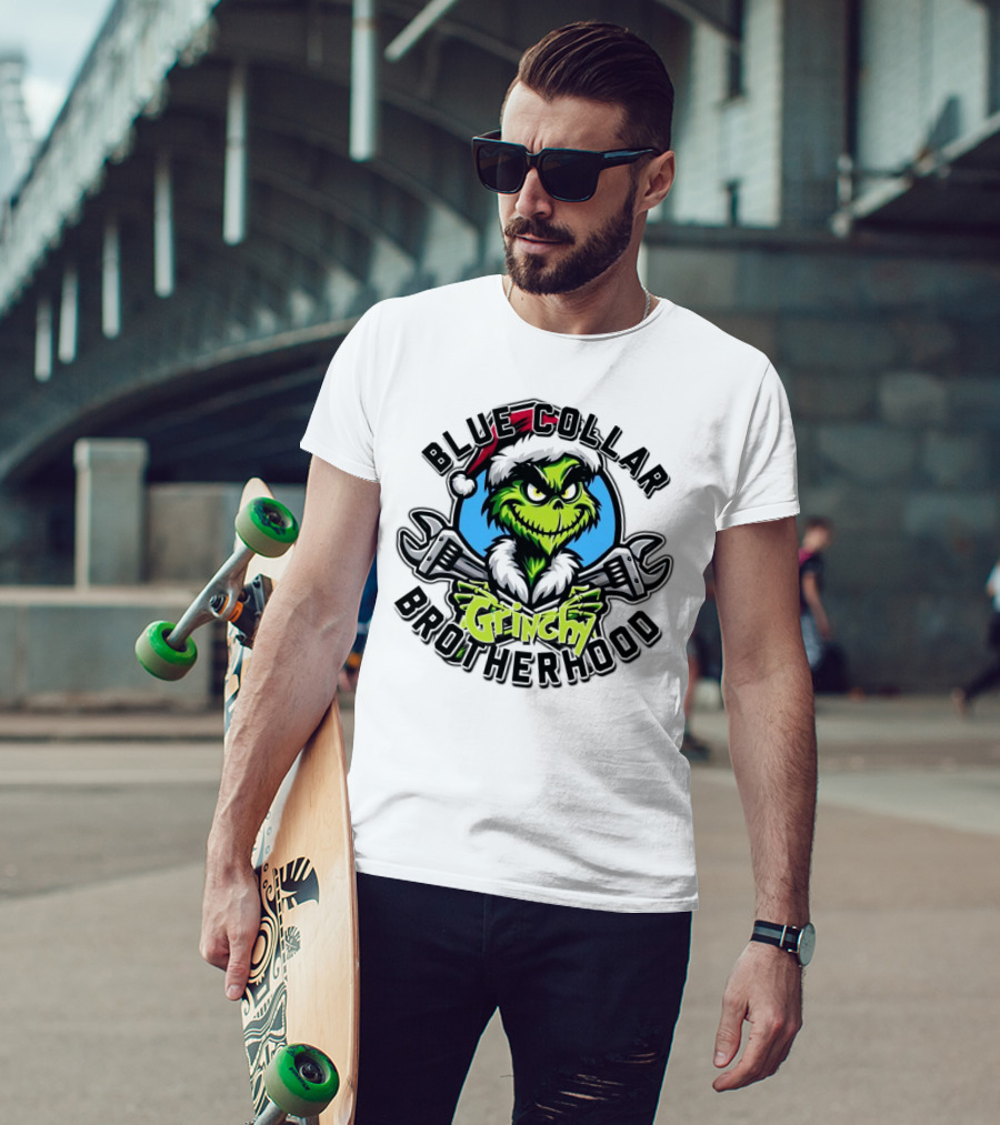 Blue Collar Grinchy Brotherhood Merry Christmas The Grinch T-Shirt