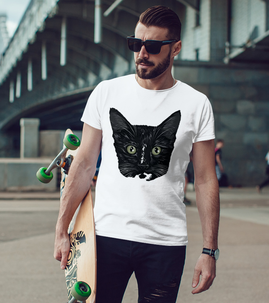 Michael Manigault Brave Green-Eyed Cat Face T-Shirt