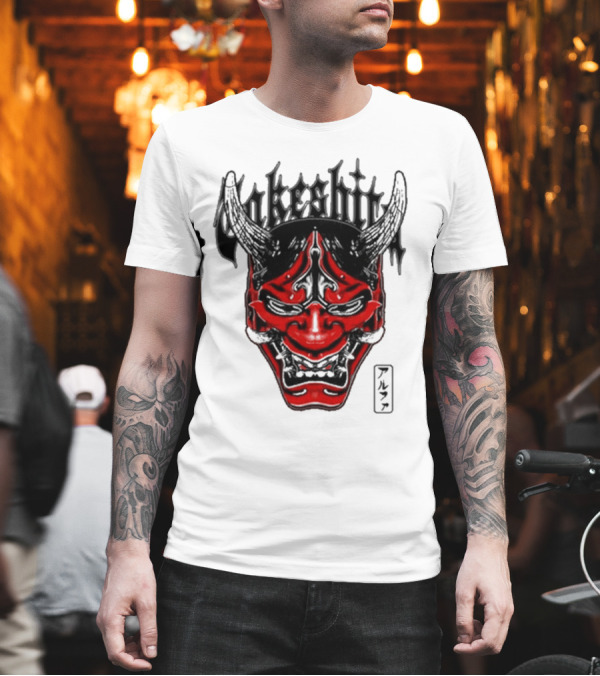 Konosuke Takeshita Demon Mask Alpha Kanji Triblend T-Shirt Konosuke Takeshita Demon Mask Alpha Kanji Triblend T-Shirt