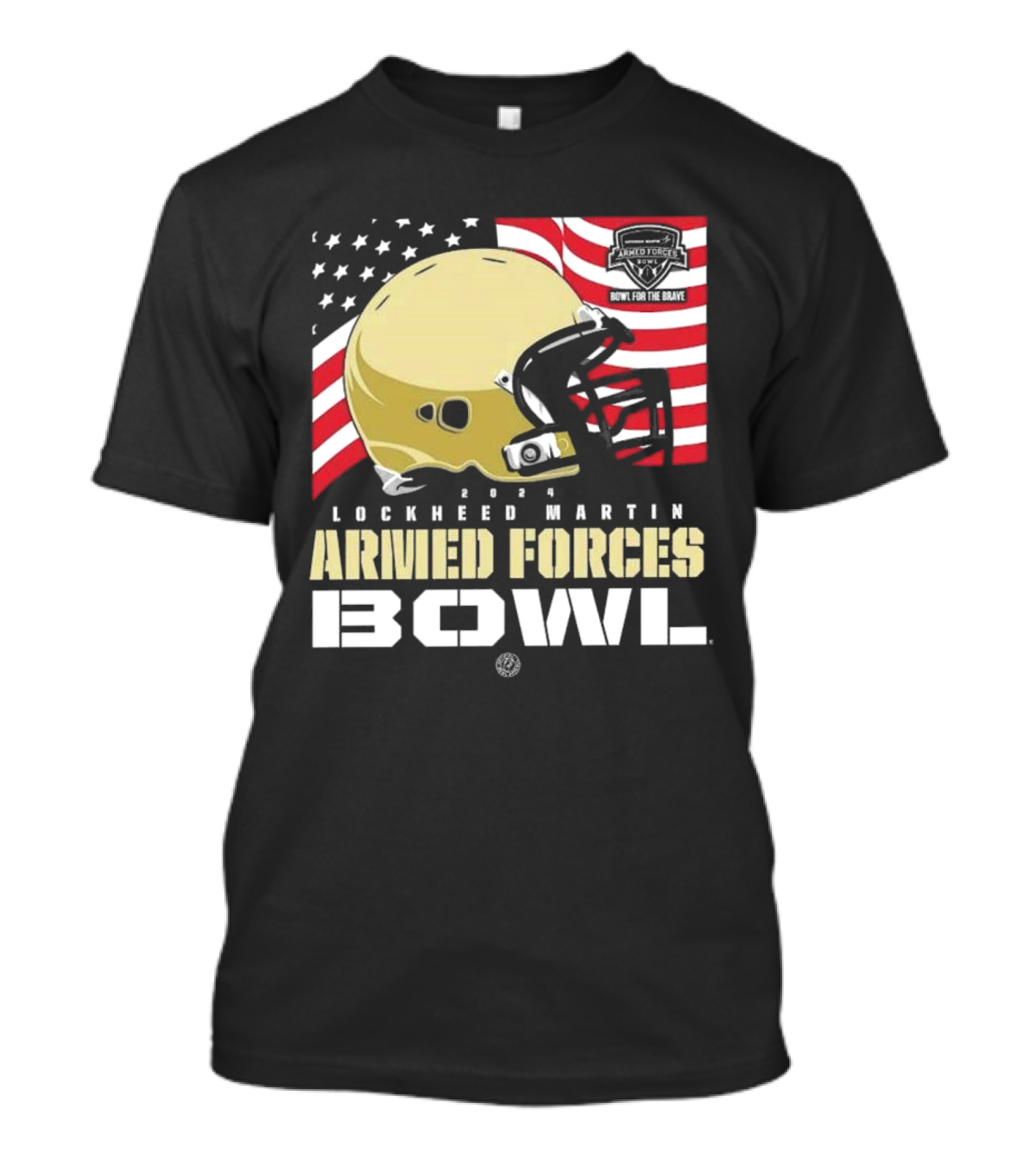 Lockheed Martin 2024 Armed Forces Bowl Helmet With American Flag T-Shirt