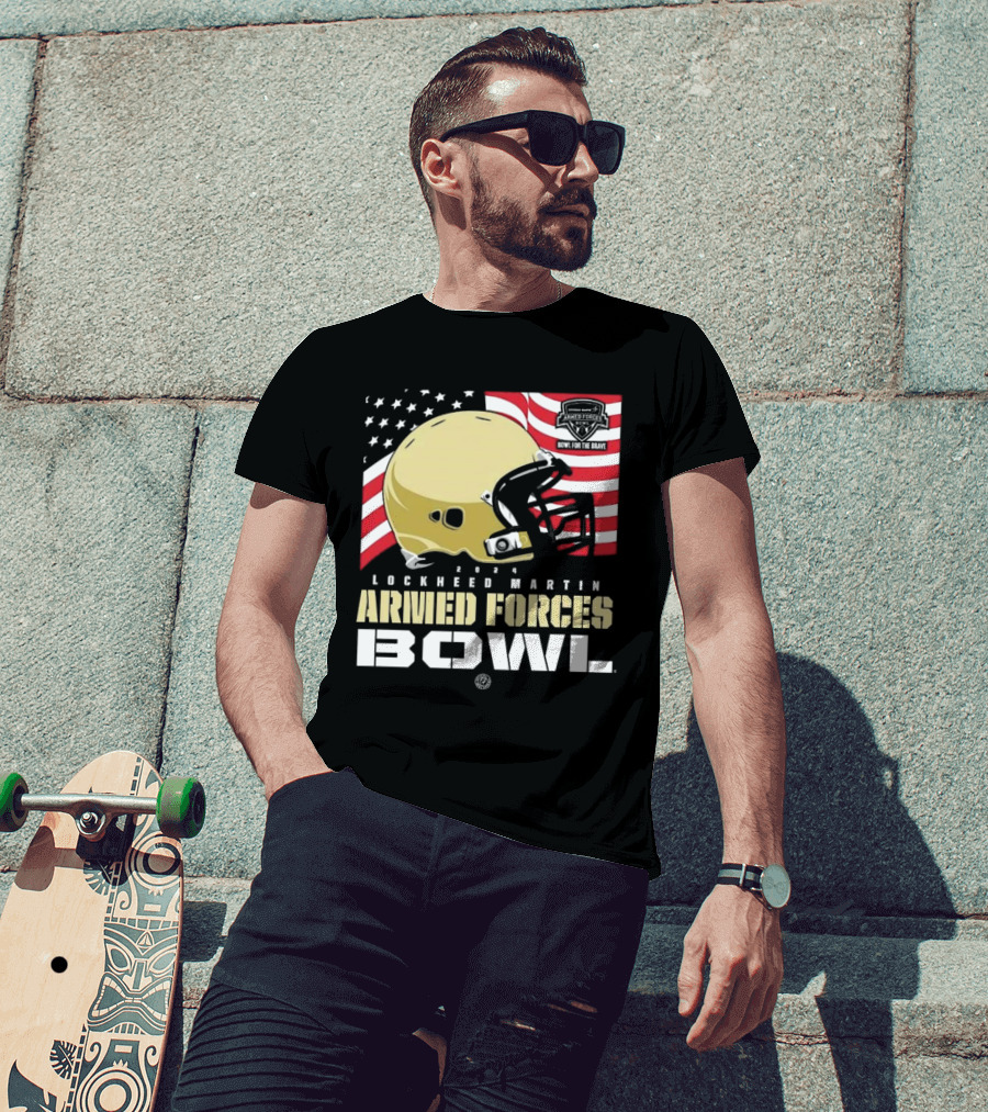 Lockheed Martin 2024 Armed Forces Bowl Helmet With American Flag T-Shirt