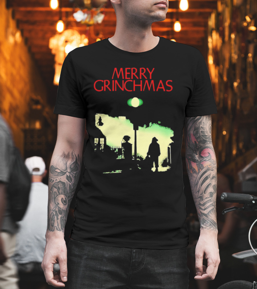 Merry Grinchmas Grinch X The Exorcist Silhouette Scene T-Shirt