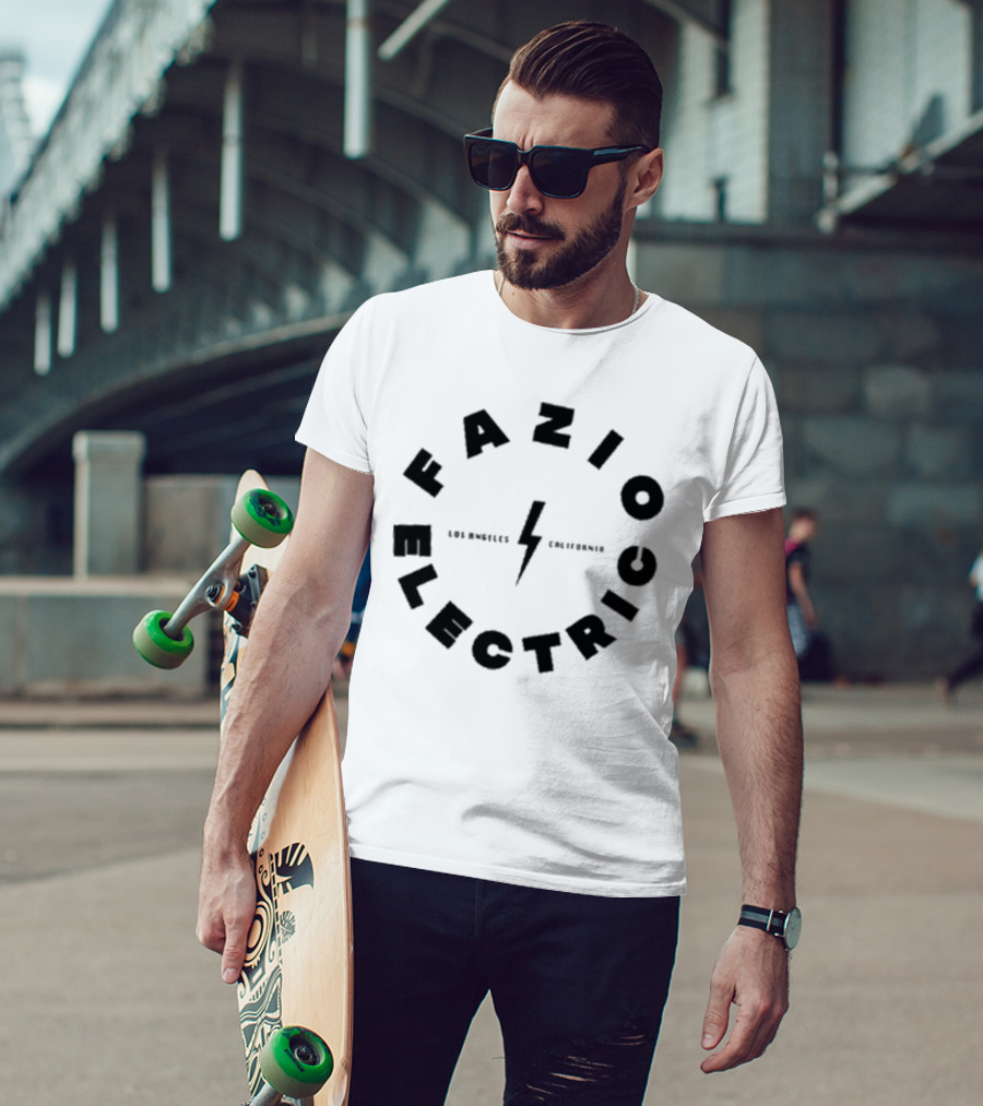 Fazio Electrico Los Angeles California Bold Circular Design With Lightning T-Shirt