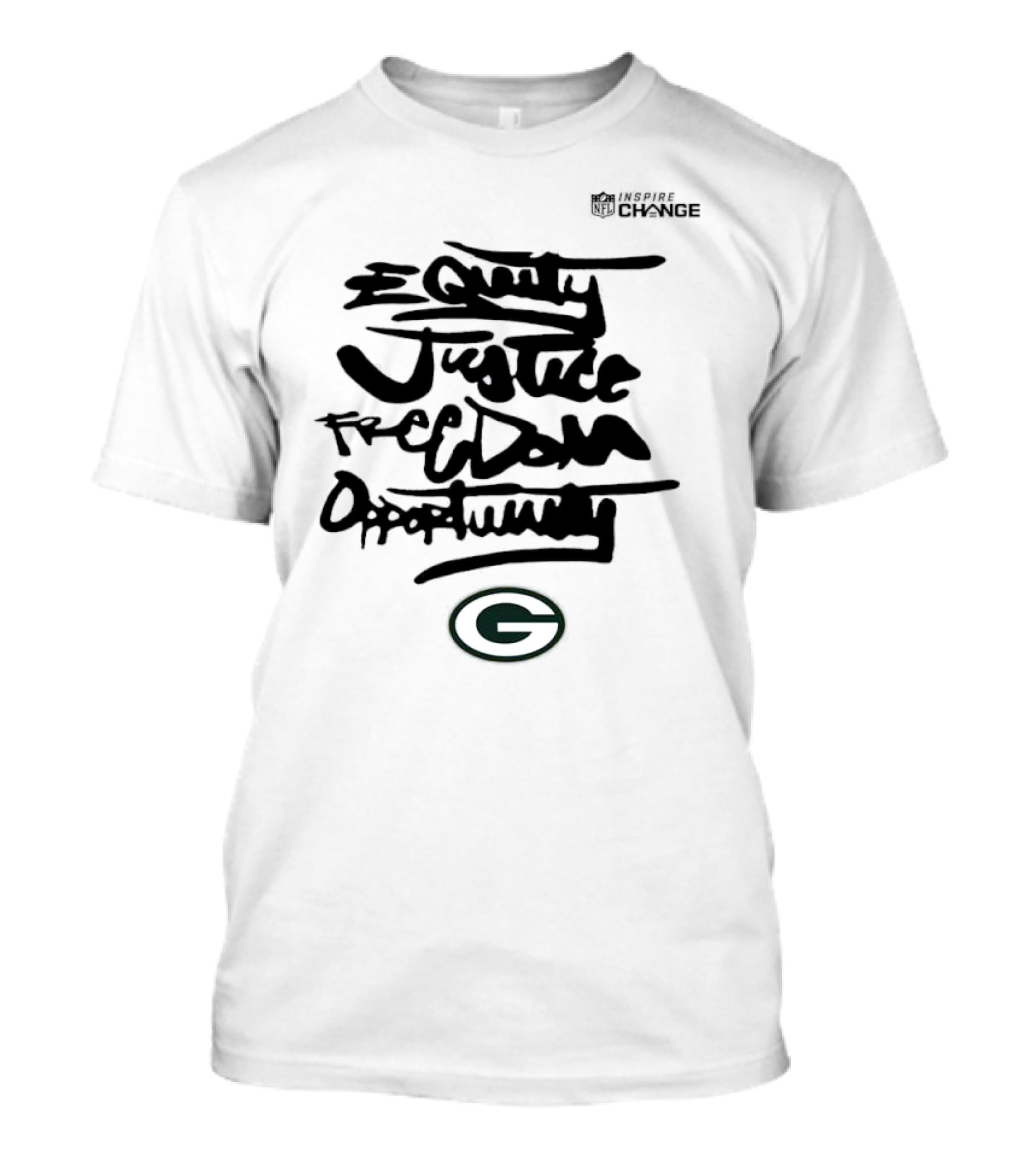 Green Bay Packers NFL Inspire Change Equity Justice Freedom Opportunity T-Shirt