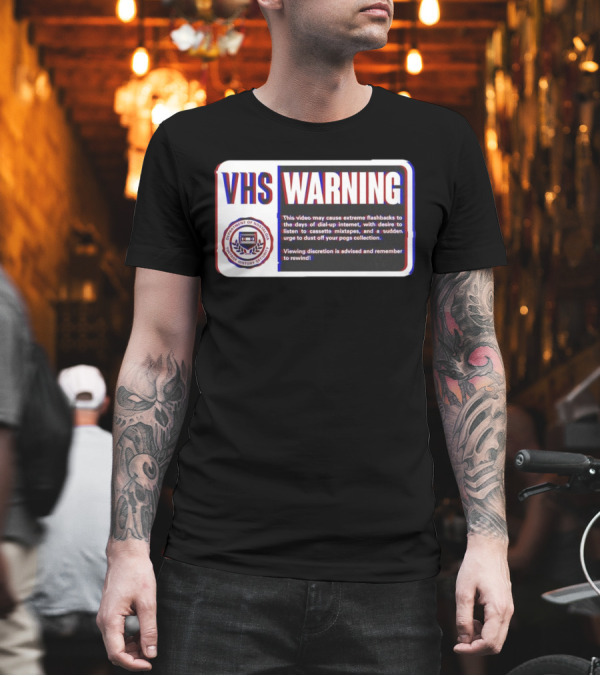 VHS Warning Retro Flashbacks Dial-up Internet Cassette Mixtapes Pogs Collection T-Shirt VHS Warning Retro Flashbacks Dial-up Internet Cassette Mixtapes Pogs Collection T-Shirt