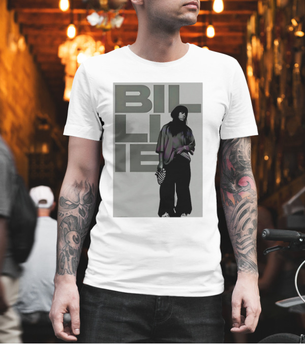 Billie Eilish Striped Bag Monochrome Fashion T-Shirt Billie Eilish Striped Bag Monochrome Fashion T-Shirt