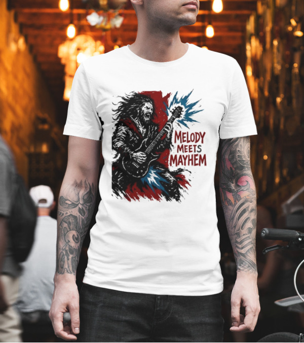 Melody Meets Mayhem Electric Red and Blue Burst T-Shirt Melody Meets Mayhem Electric Red and Blue Burst T-Shirt