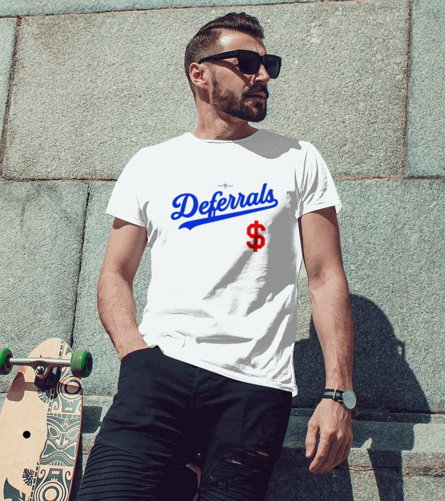 Los Angeles Dodgers Deferrals Dollar Sign Icon In Team Style T-Shirt