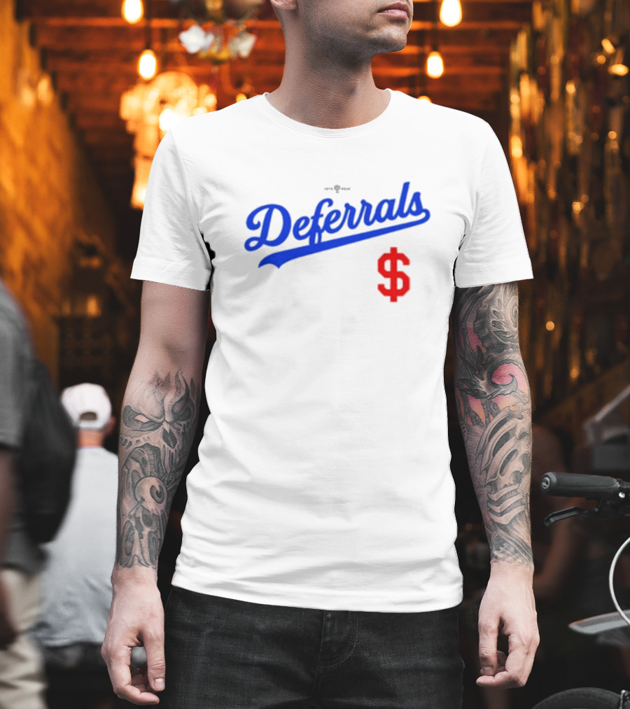 Los Angeles Dodgers Deferrals Dollar Sign Icon In Team Style T-Shirt