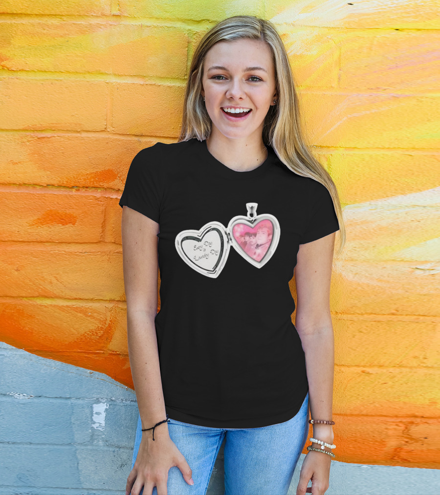 Every Day Laundry Day Heart Locket Pink Photo Charm T-Shirt