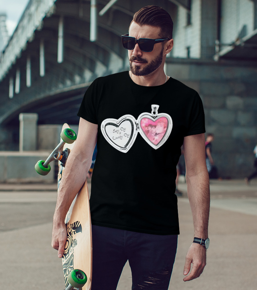 Every Day Laundry Day Heart Locket Pink Photo Charm T-Shirt