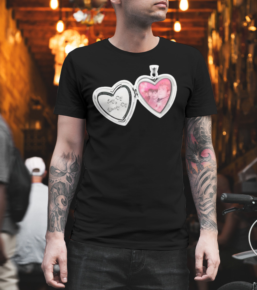 Every Day Laundry Day Heart Locket Pink Photo Charm T-Shirt