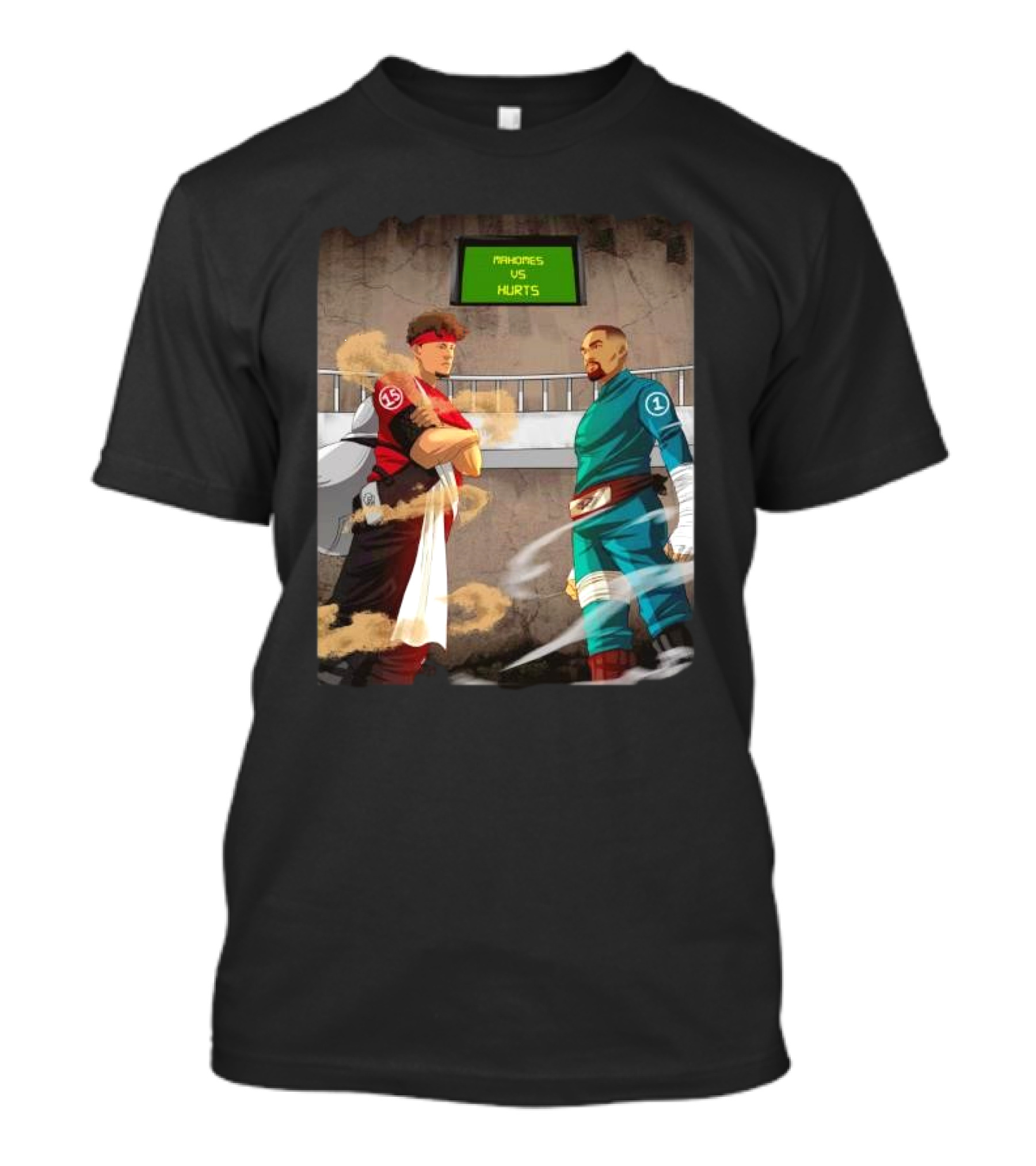 Patrick Mahomes Vs Jalen Hurts Super Bowl Naruto Gaara Vs Rock Lee T-Shirt