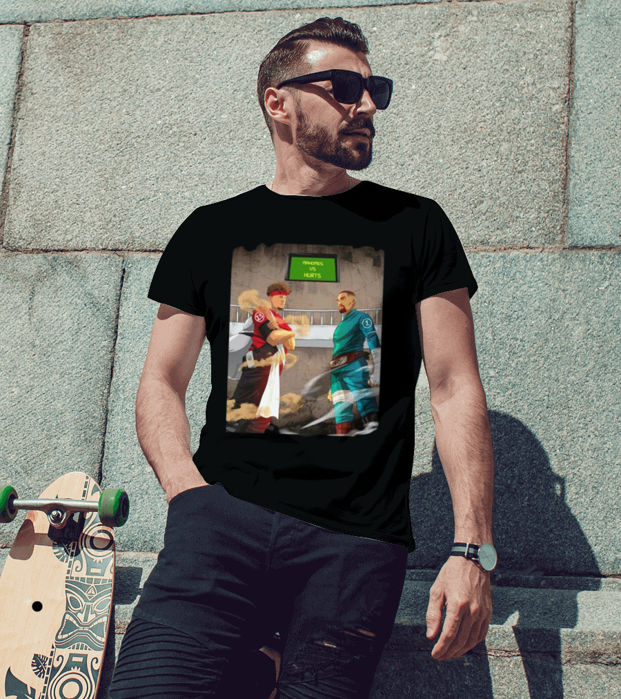Patrick Mahomes Vs Jalen Hurts Super Bowl Naruto Gaara Vs Rock Lee T-Shirt