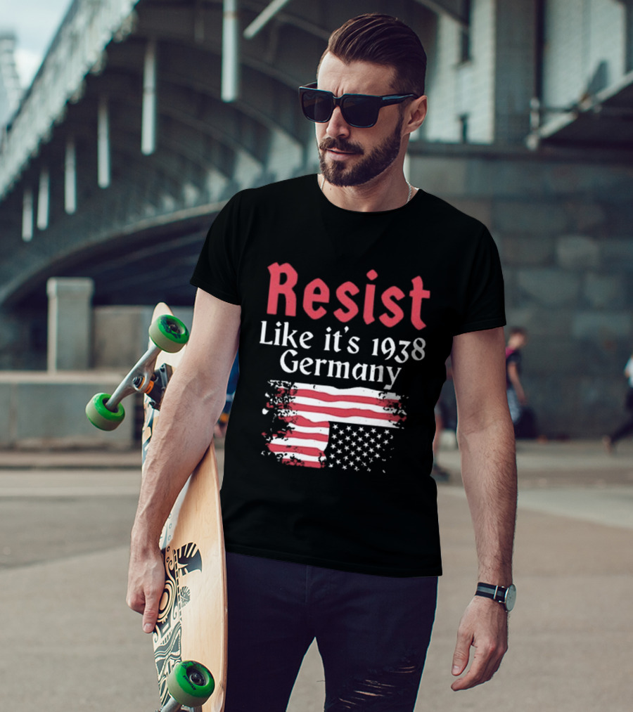 Resist Like It’s 1938 Germany American Flag Distress Style T-Shirt