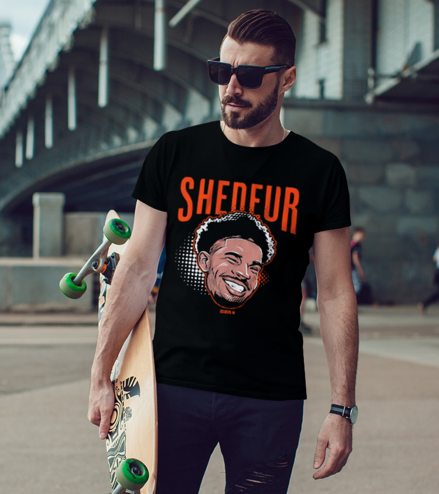 Shedeur Sanders Swag Head Smile Bold Text T-Shirt