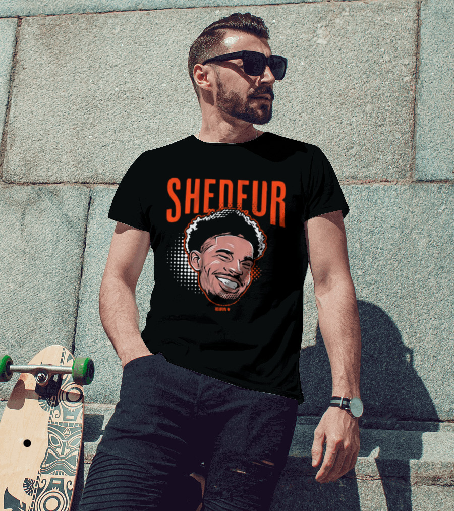 Shedeur Sanders Swag Head Smile Bold Text T-Shirt