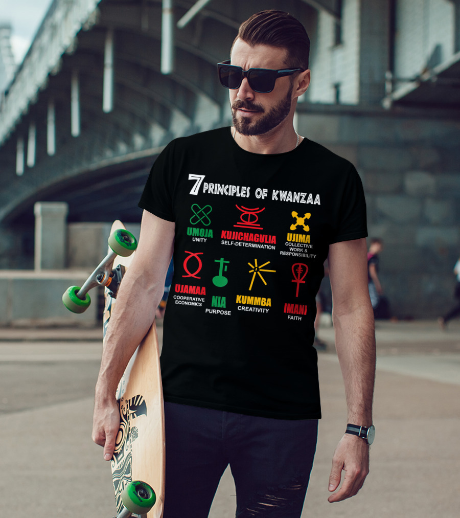 Umoja Kujichagulia Ujima Ujamaa Nia Kuumba Imani 7 Principles Of Kwanzaa T-Shirt