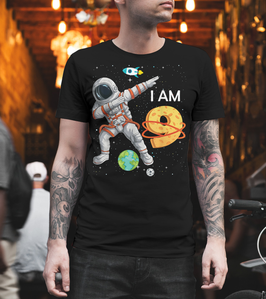 I Am 9 Years Old Birthday Boy Astronaut Space 9th B-Day T-Shirt