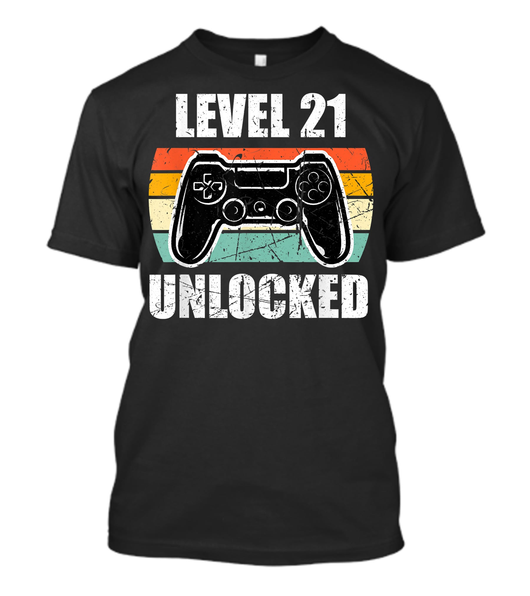 Level 21 Unlocked Vintage Gaming Controller 21st Birthday Gamer T-Shirt