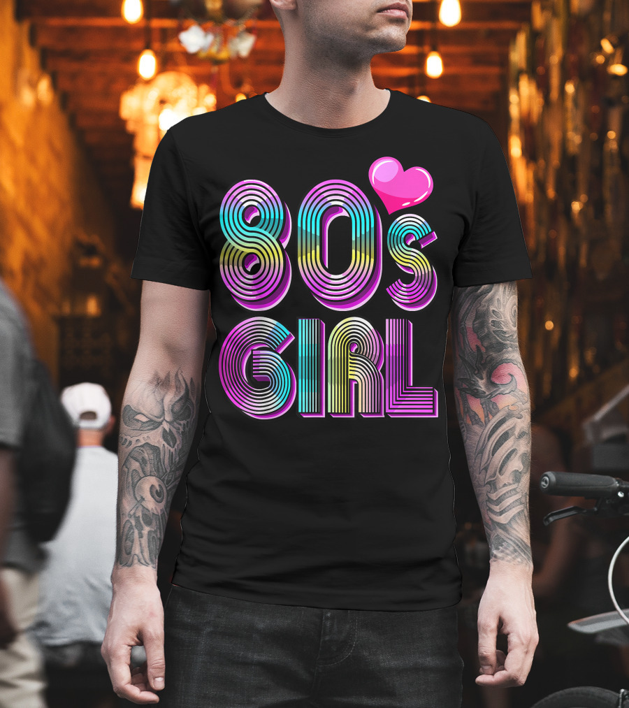 80's Girl Birthday Party Costume Vintage Heart Design Women T-Shirt