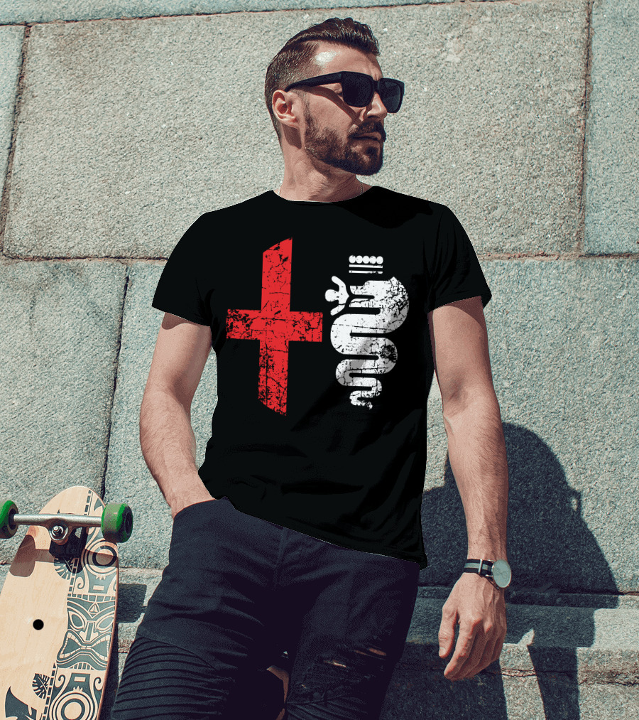 Alfa Car Drivers Stylish Grunge Red Cross Serpent T-Shirt