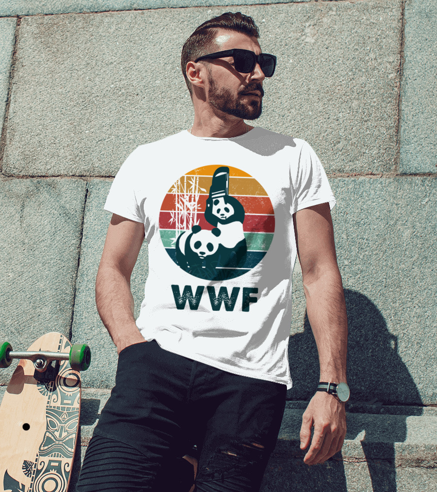 WWF Panda Retro Bamboo Scene T-Shirt