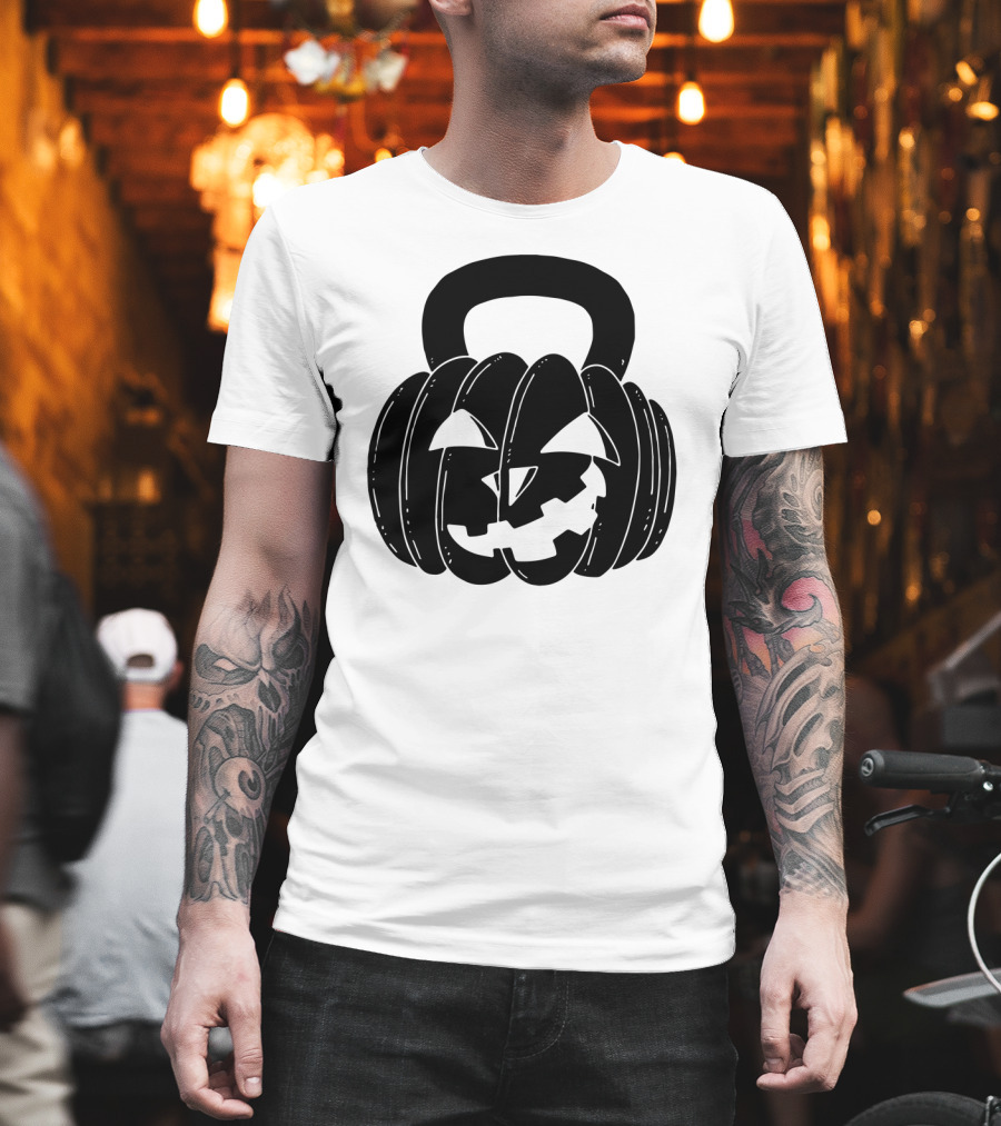 Pumpkin Halloween Kettlebell Fitness Jack-O'-Lantern T-Shirt