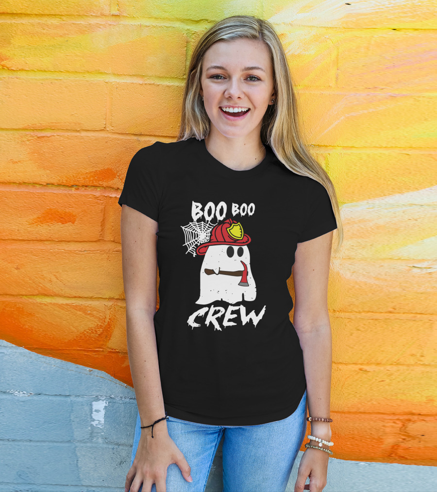 Boo Boo Firefighter Crew Ghost With Axe And Helmet T-Shirt