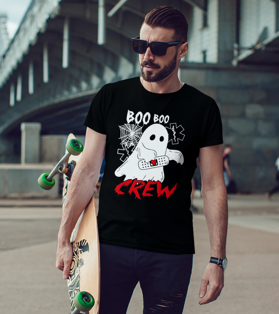 EMT Boo Boo Crew Ghost With Bandage And Cobweb T-Shirt