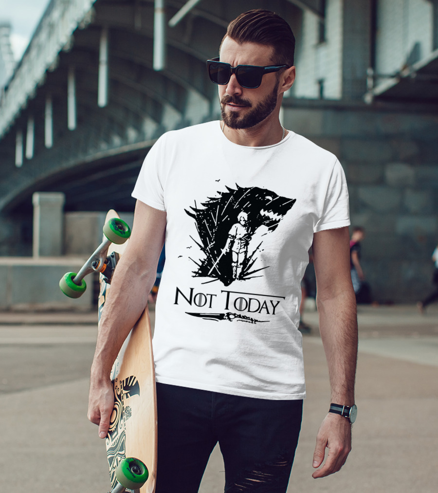 Not Today Sword Character With Direwolf Shadow T-Shirt