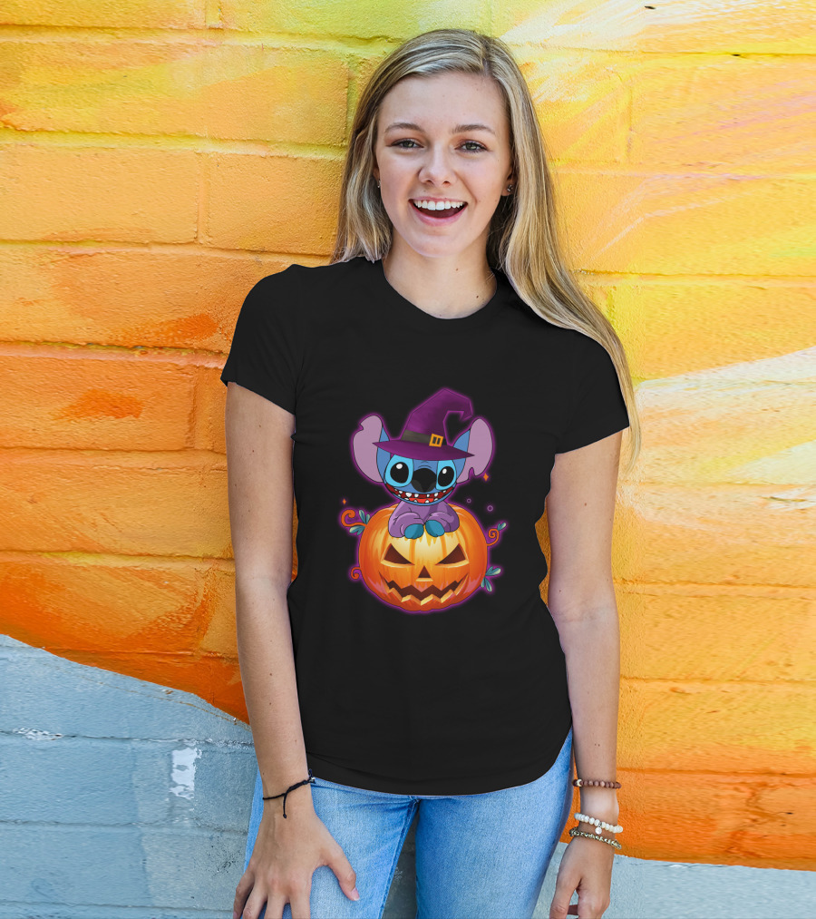 Stitch Witch Pumpkin Halloween Jack-O'-Lantern T-Shirt