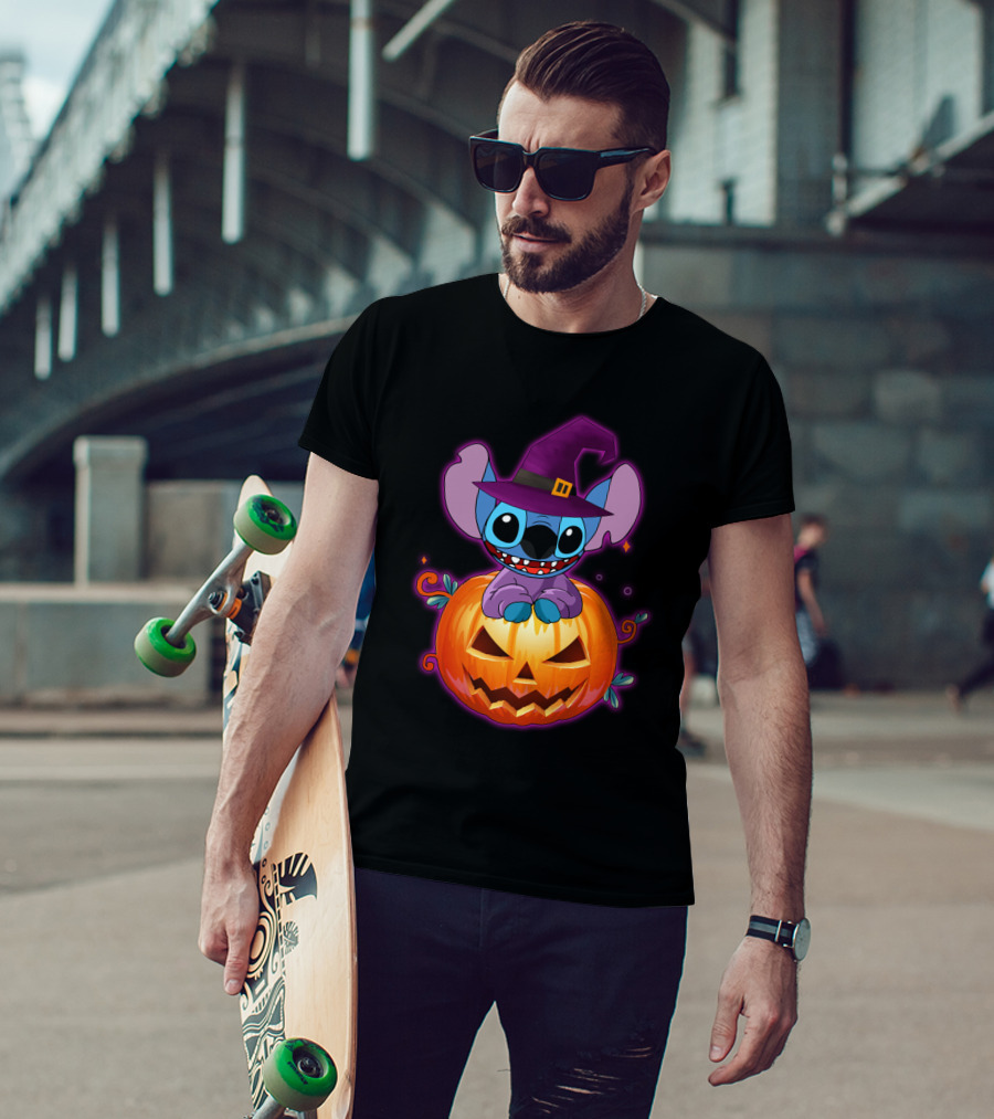 Stitch Witch Pumpkin Halloween Jack-O'-Lantern T-Shirt