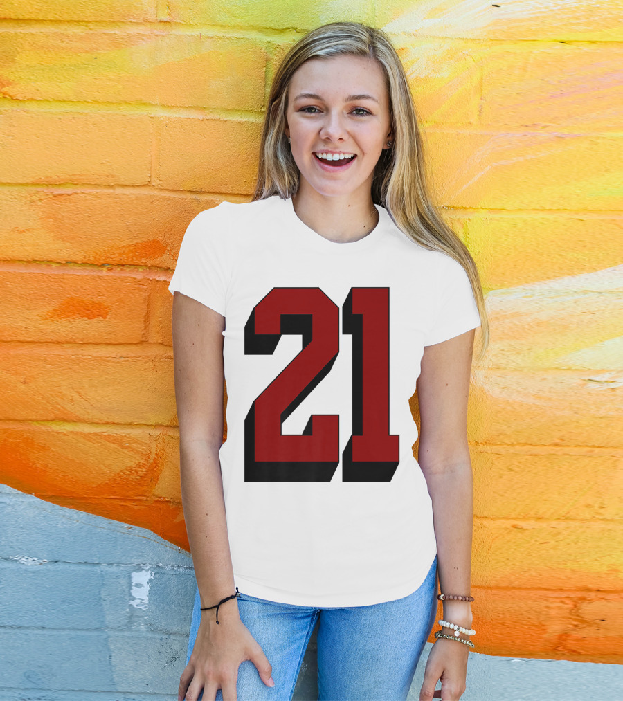 Number 21 Varsity Fan Sports Team White Jersey Premium 21 T-Shirt