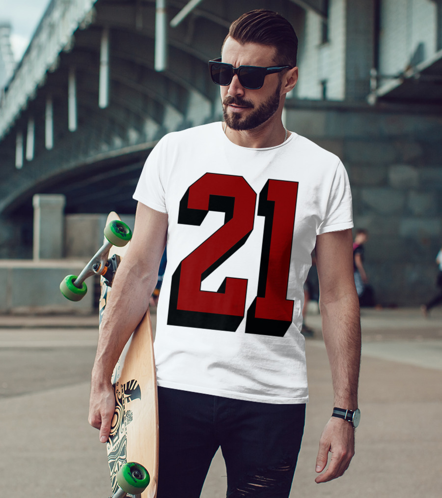 Number 21 Varsity Fan Sports Team White Jersey Premium 21 T-Shirt